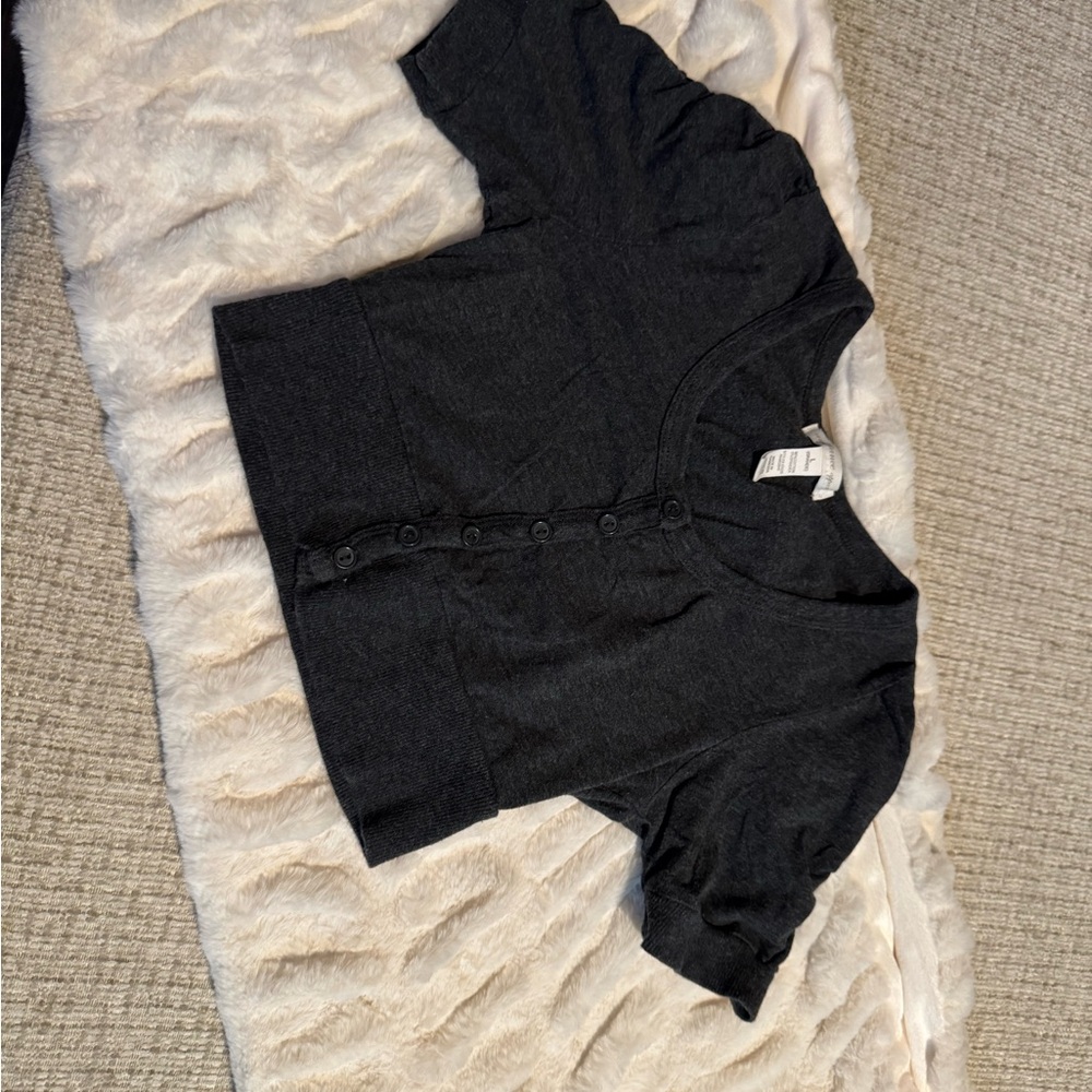 Charcoal Button-Up Crop Top Size Small